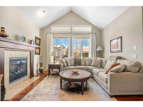 274 Cranleigh Place Se, Calgary, AB - Indoor Photo Showing Living Room With Fireplace