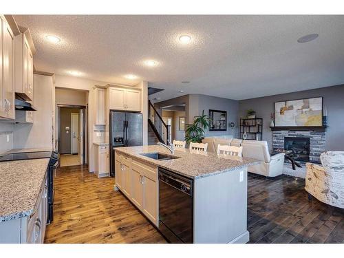 692 New Brighton Drive Se, Calgary, AB - Indoor Photo Showing Kitchen With Fireplace