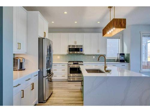 56 Elgin Meadows Link Se, Calgary, AB - Indoor Photo Showing Kitchen With Stainless Steel Kitchen With Upgraded Kitchen