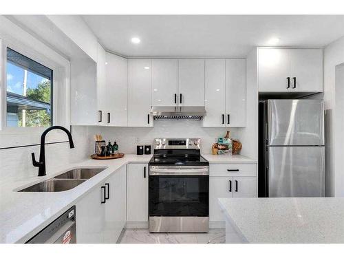 179 Flavelle Road Se, Calgary, AB - Indoor Photo Showing Kitchen With Stainless Steel Kitchen With Double Sink With Upgraded Kitchen