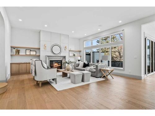 4318 4A Street Sw, Calgary, AB - Indoor Photo Showing Living Room With Fireplace