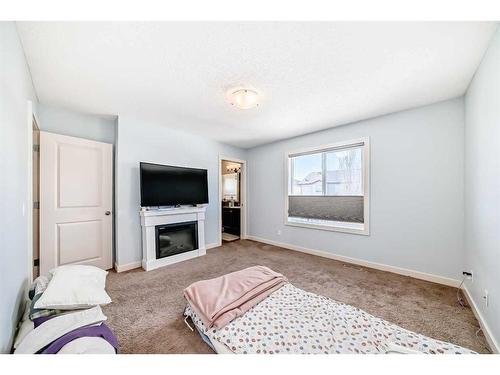 153 Chapalina Heights Se, Calgary, AB - Indoor Photo Showing Living Room With Fireplace