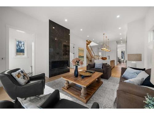 536 35 Street Nw, Calgary, AB - Indoor Photo Showing Living Room With Fireplace