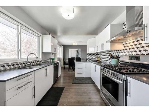 1203 Mackid Road Ne, Calgary, AB - Indoor Photo Showing Kitchen With Double Sink With Upgraded Kitchen