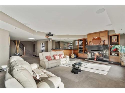 43 Cranleigh Manor Se, Calgary, AB - Indoor Photo Showing Living Room With Fireplace