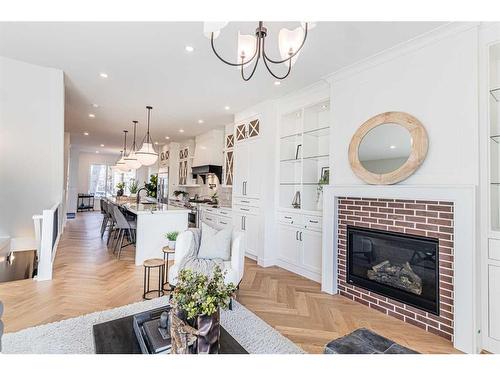 2041 48 Avenue Sw, Calgary, AB - Indoor Photo Showing Living Room With Fireplace