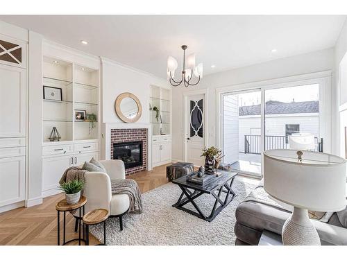 2041 48 Avenue Sw, Calgary, AB - Indoor Photo Showing Living Room With Fireplace