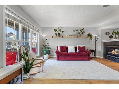 149 New Brighton Green Se, Calgary, AB - Indoor Photo Showing Living Room With Fireplace