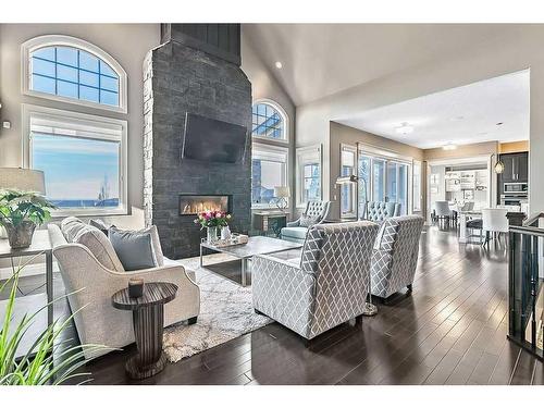 29 Elveden Point Sw, Calgary, AB - Indoor Photo Showing Living Room With Fireplace