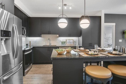 4115-15 Sage Meadows Landing Nw, Calgary, AB - Indoor Photo Showing Kitchen With Stainless Steel Kitchen With Upgraded Kitchen