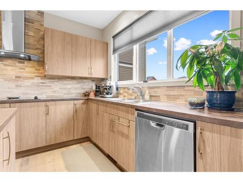 315 Evanston Way Nw, Calgary, AB - Indoor Photo Showing Kitchen With Double Sink