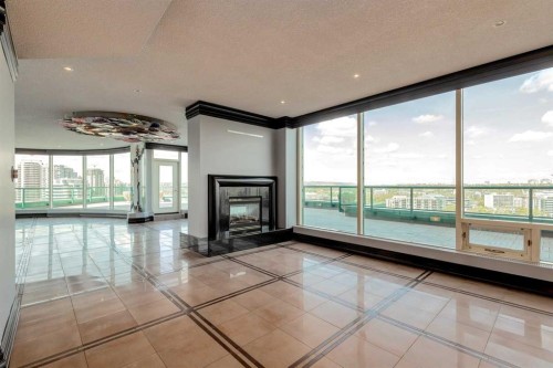 1401-837 2 Avenue Sw, Calgary, AB - Indoor With Fireplace