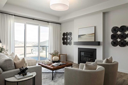 111 Sage Meadows View Nw, Calgary, AB - Indoor Photo Showing Living Room With Fireplace