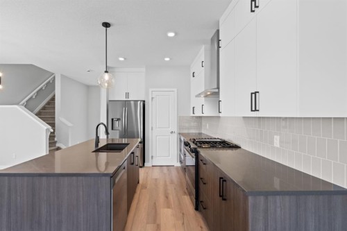 114 Lewiston Way Ne, Calgary, AB - Indoor Photo Showing Kitchen With Upgraded Kitchen