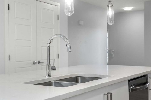408-20295 Seton Way Se, Calgary, AB - Indoor Photo Showing Kitchen With Double Sink