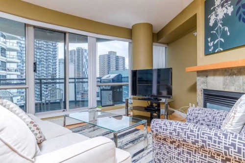 1403-1088 6 Avenue Sw, Calgary, AB - Indoor With Fireplace