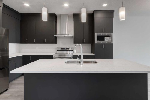 905 Livingston View Ne, Calgary, AB - Indoor Photo Showing Kitchen With Double Sink With Upgraded Kitchen