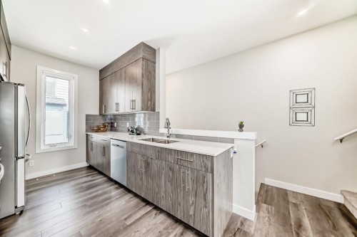 204 Skyview Ranch Circle Ne, Calgary, AB - Indoor Photo Showing Kitchen With Double Sink