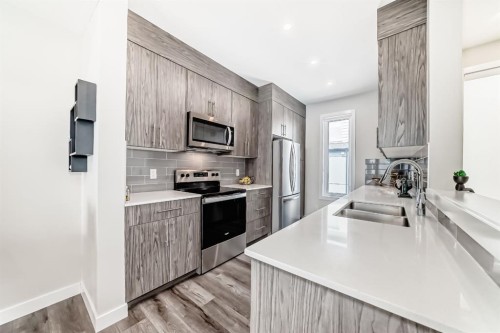204 Skyview Ranch Circle Ne, Calgary, AB - Indoor Photo Showing Kitchen With Stainless Steel Kitchen With Double Sink With Upgraded Kitchen