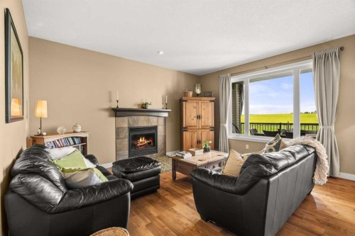 653 West Highland Crescent, Carstairs, AB - Indoor Photo Showing Living Room With Fireplace