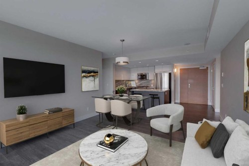 1504-519 Riverfront Avenue Se, Calgary, AB - Indoor Photo Showing Living Room