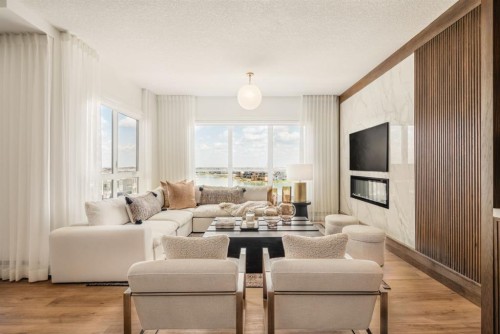 205-10 Cascade Ridge, Canmore, AB - Indoor Photo Showing Living Room