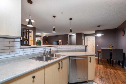 8213-304 Mackenzie Way Sw, Airdrie, AB - Indoor Photo Showing Kitchen With Double Sink
