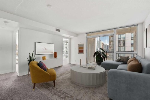 1508-1110 11 Street Sw, Calgary, AB - Indoor Photo Showing Living Room