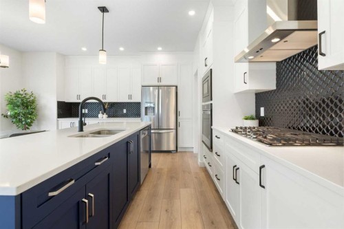 1635 Baywater Street Sw, Airdrie, AB - Indoor Photo Showing Kitchen With Double Sink With Upgraded Kitchen