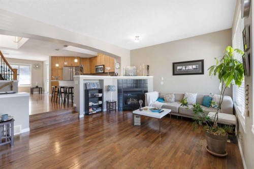 57 Auburn Bay View Se, Calgary, AB - Indoor Photo Showing Living Room With Fireplace