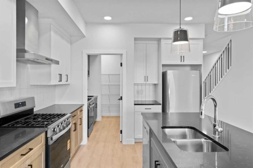 175 Belvedere Crescent Se, Calgary, AB - Indoor Photo Showing Kitchen With Double Sink With Upgraded Kitchen