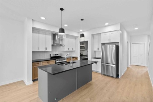 175 Belvedere Crescent Se, Calgary, AB - Indoor Photo Showing Kitchen With Double Sink With Upgraded Kitchen