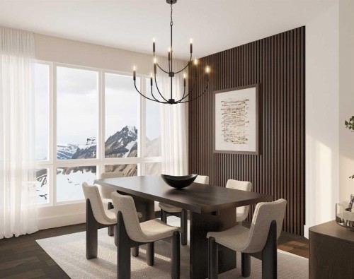 813-101H Stewart Creek Rise, Canmore, AB - Indoor Photo Showing Dining Room