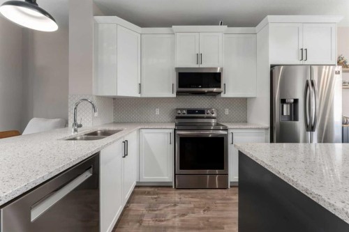 228 Ravenstern Crescent Se, Airdrie, AB - Indoor Photo Showing Kitchen With Double Sink With Upgraded Kitchen