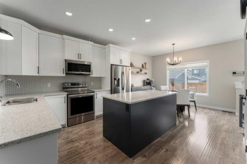 228 Ravenstern Crescent Se, Airdrie, AB - Indoor Photo Showing Kitchen With Double Sink With Upgraded Kitchen