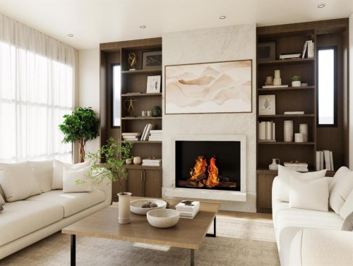 2209 27 Street Sw, Calgary, AB - Indoor Photo Showing Living Room With Fireplace
