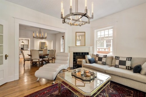 3025 Elbow Drive Sw, Calgary, AB - Indoor Photo Showing Living Room With Fireplace