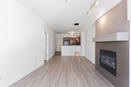 302-2420 34 Avenue Sw, Calgary, AB - Indoor Photo Showing Living Room With Fireplace