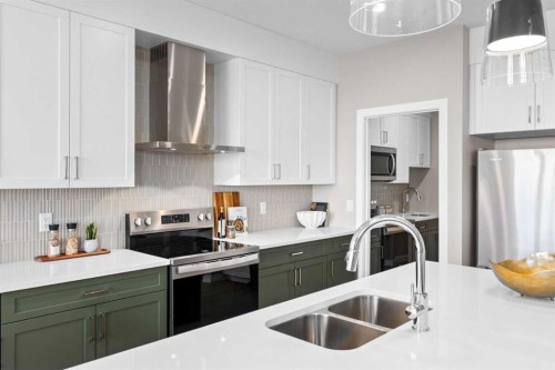 159 Belvedere Crescent Se, Calgary, AB - Indoor Photo Showing Kitchen With Double Sink With Upgraded Kitchen