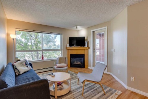 329-22 Richard Place Sw, Calgary, AB - Indoor Photo Showing Living Room With Fireplace