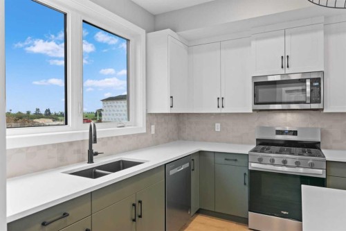 191 Belvedere Crescent Se, Calgary, AB - Indoor Photo Showing Kitchen With Double Sink