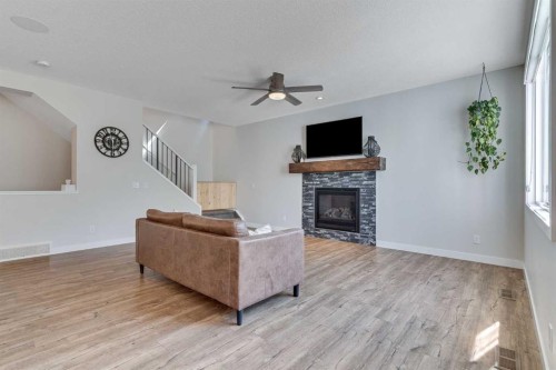 99 Legacy Glen Terrace Se, Calgary, AB - Indoor Photo Showing Living Room With Fireplace
