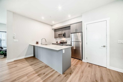 2202-151 Skyview Bay Ne, Calgary, AB - Indoor Photo Showing Kitchen With Stainless Steel Kitchen