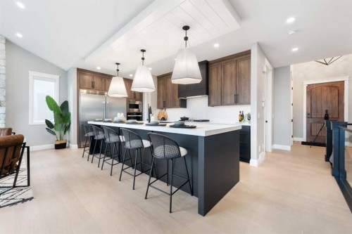 33 North Bridges Landing, Langdon, AB - Indoor Photo Showing Kitchen With Stainless Steel Kitchen With Upgraded Kitchen