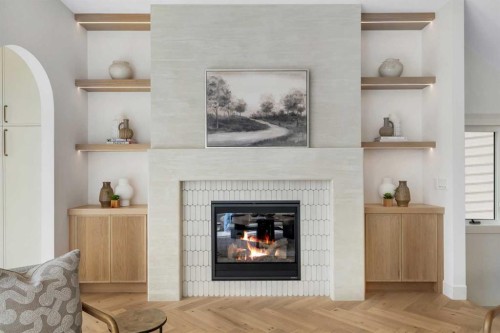 1741 48 Avenue Sw, Calgary, AB - Indoor Photo Showing Living Room With Fireplace
