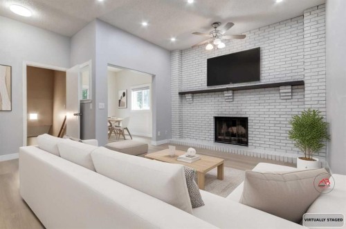 204 Hawkhill Way Nw, Calgary, AB - Indoor Photo Showing Living Room With Fireplace