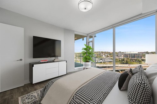 1102-519 Riverfront Avenue Se, Calgary, AB - Indoor Photo Showing Bedroom