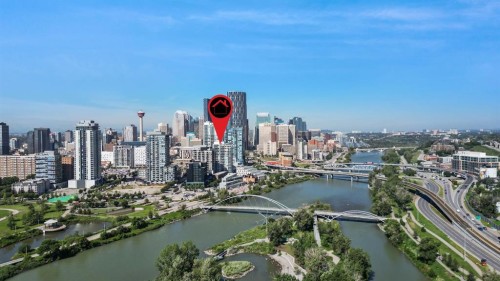 1102-519 Riverfront Avenue Se, Calgary, AB - Outdoor With Body Of Water With View