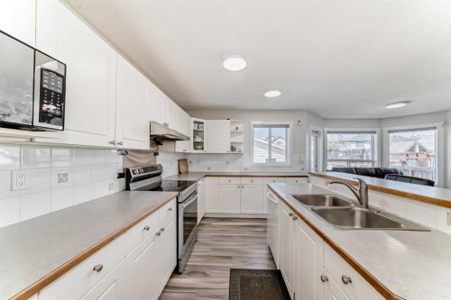 32 Taravista Crescent Ne, Calgary, AB - Indoor Photo Showing Kitchen With Double Sink