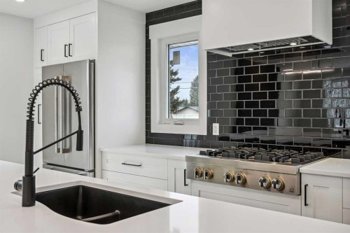 36 Maple Court Crescent Se, Calgary, AB - Indoor Photo Showing Kitchen With Double Sink
